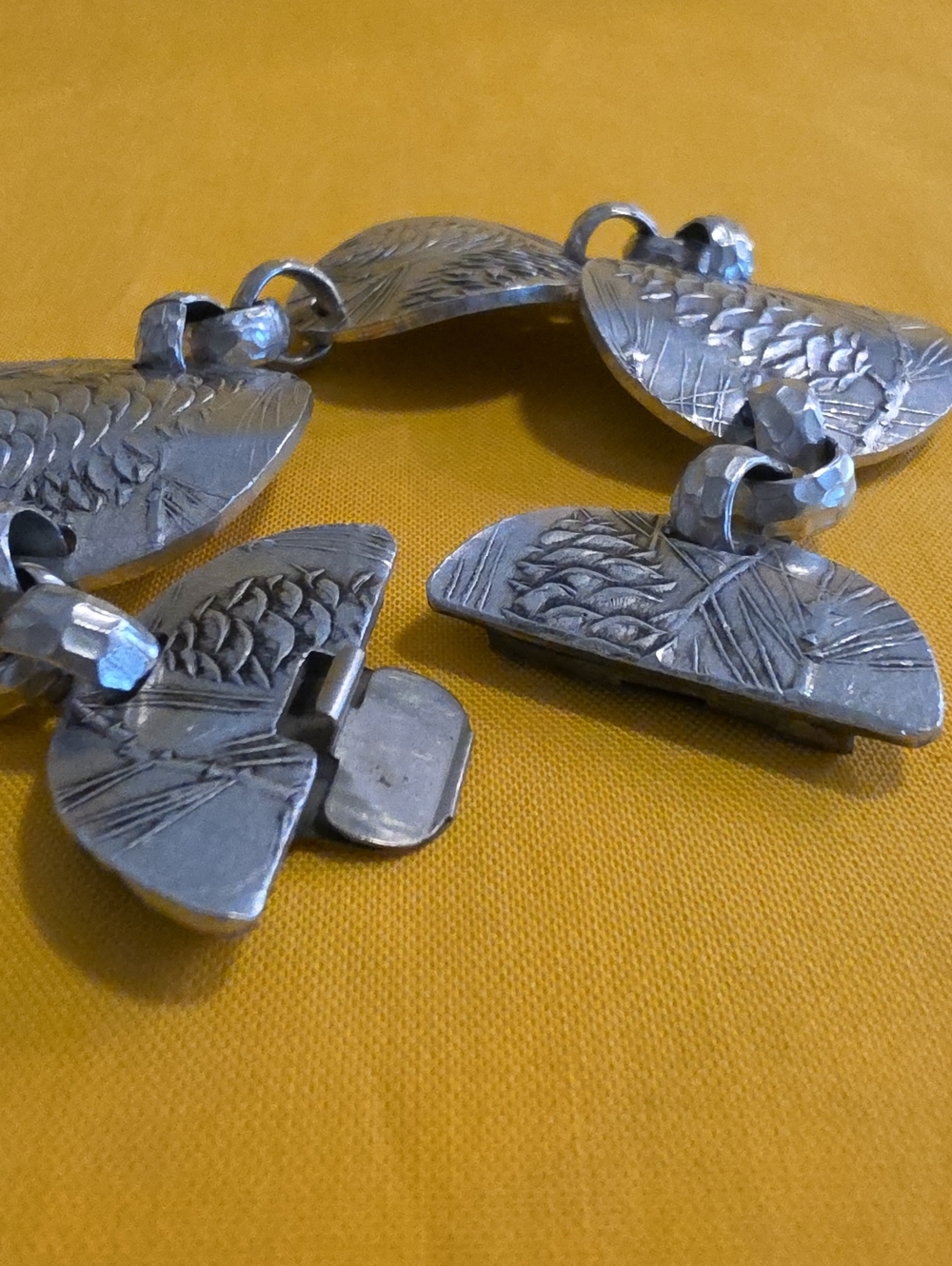Vintage ▪︎ Hand-Hammered ▪︎ Aluminum ▪ Pinecone Bracelet ▪︎ Unique Piece!